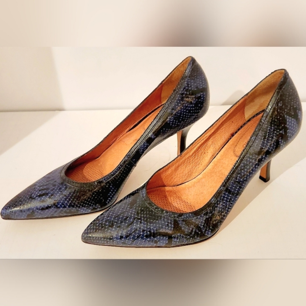 Corso Como Blue Python Snakeskin Pumps Heels